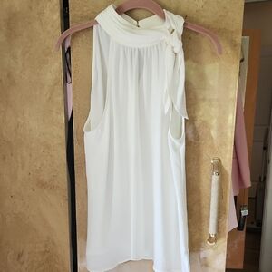 Vince Camuto White Asymmetrical Sleeveless Blouse
